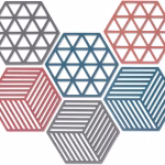 Shopkwik Silicone Trivets 6 Pcs 6.33 5.5 in Non-Slip Heat Resistant Hot Pots and Pans Holder, Expandable Hexagon Mats for Kitchen Cooking Counter