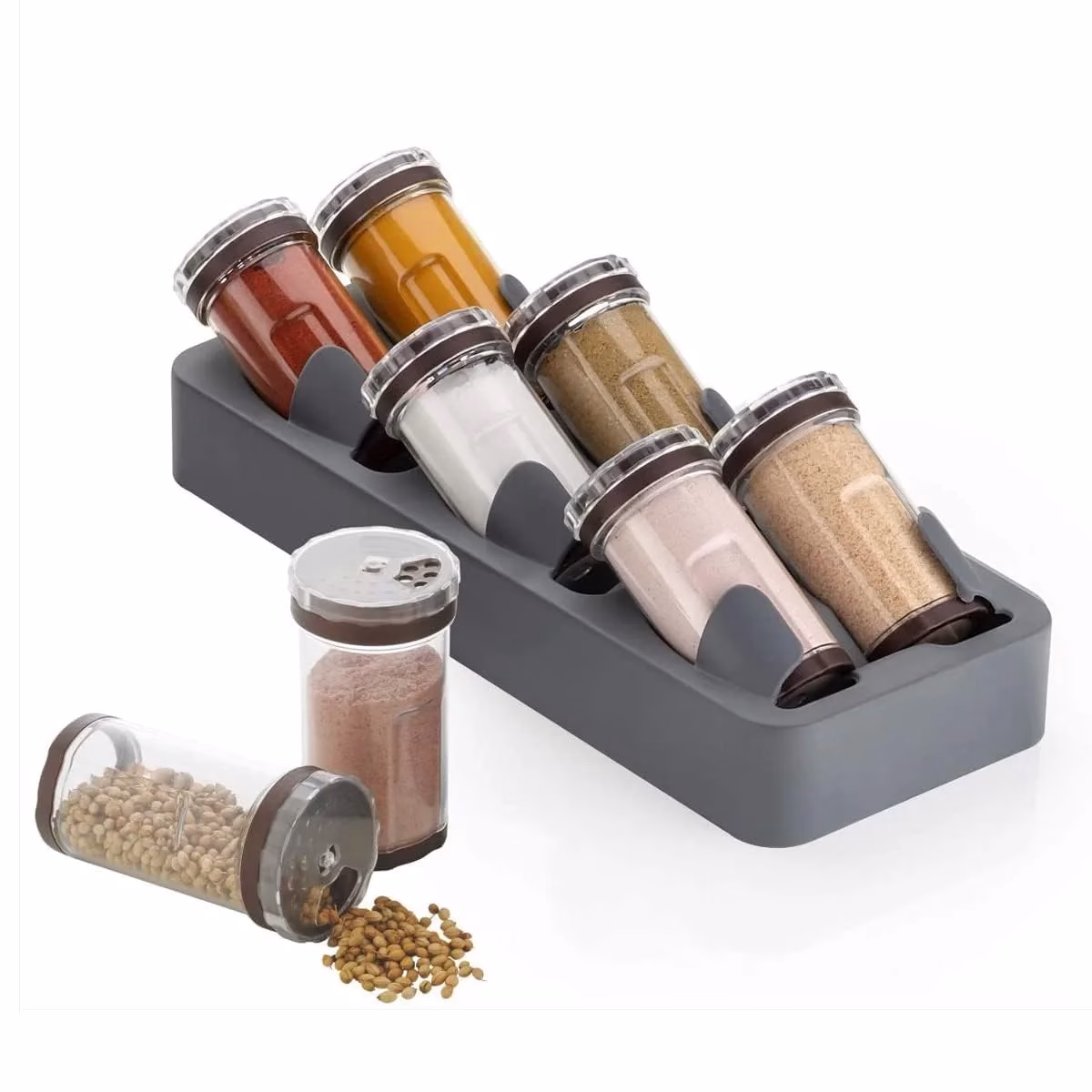 61iPmu9UsXL._SL1200-jpg.avif Shopkwik Space Saver Spice Rack 6 in 1 Non-Skid 3 Slanted Tier Hanging 6 Jars Spice Rack for Kitchen - Image 1