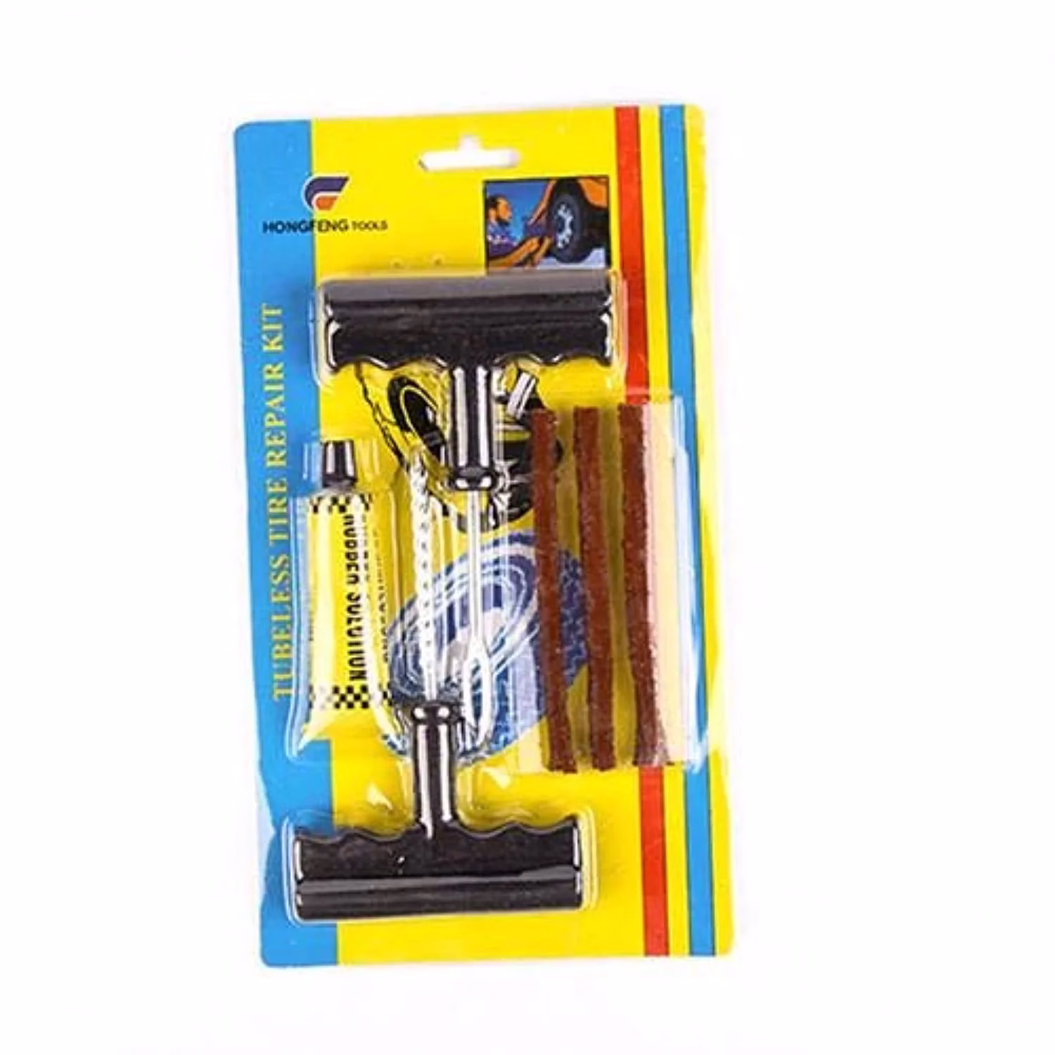 61nxjUGQx4L._SL1500-jpg.avif Auto Car Tire Repair Kit Car Bike Auto Tubeless Tire Tyre Puncture Plug Repair Tool Kit Tool - Image 1