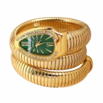 Gold Snake Wrap Watch – Green Dial Women’s Bracelet