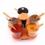 Shopkwik Plastic Multi Purpose Dining Set/Masala Container of 5 Spice Rack (Multicolored)