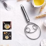 Shopkwik Danish Dough Whisk Food Grade 304 Stainless Steel Hand xer Bread Whisk 8.5 Inch Danish Whisk Dough Scraper Baking Tool for Bread Pastry or Pizza Dough Silver