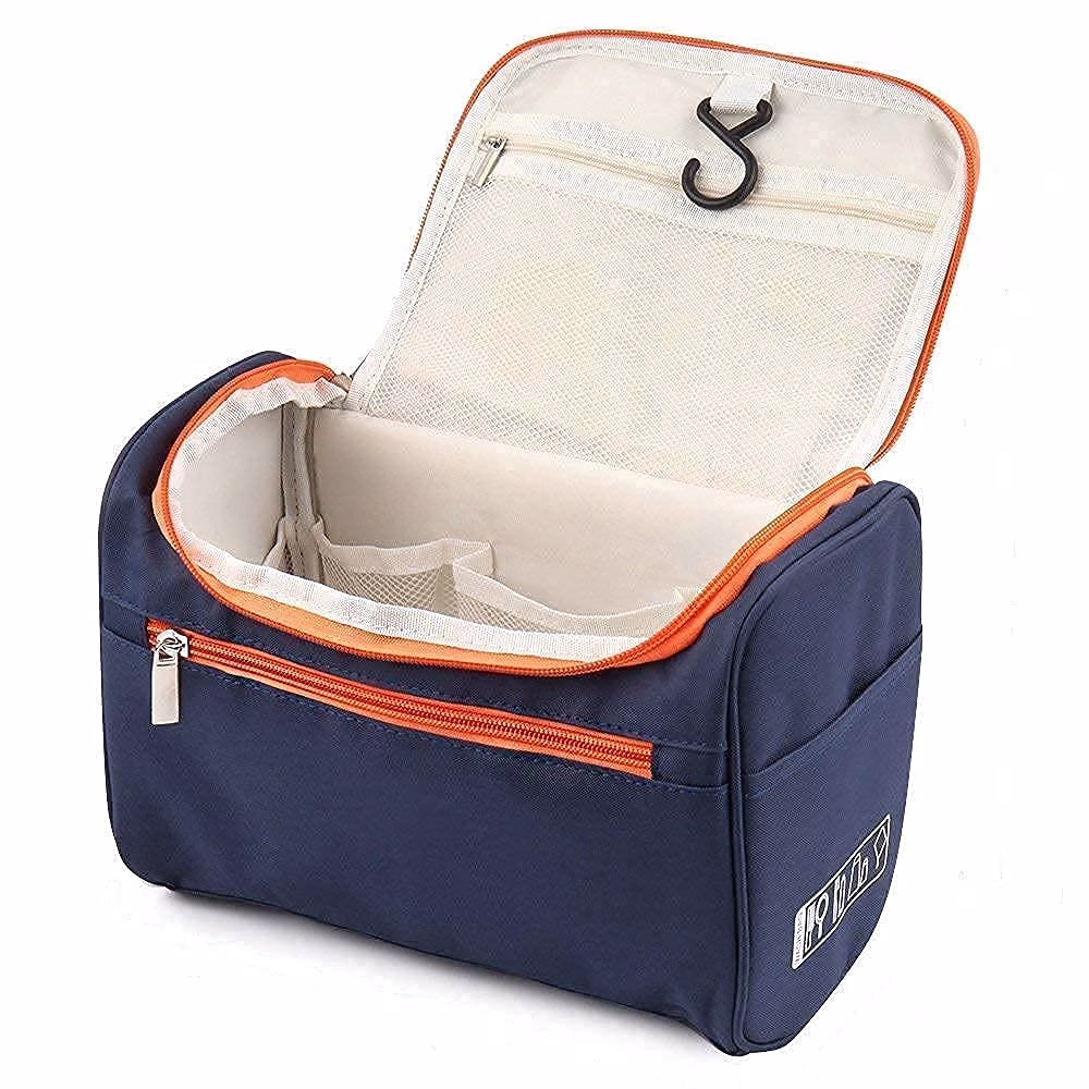 61xvLbxaBnL._SL1000.avif Shopkwik Cosmetic Bag Double Layer Makeup Bag Organizer for Travelling Polyester Fabric Toiletry Bag and Multiuse for Women and Men,Blue - Image 1