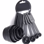 Shopkwik Plastic Measuring Cups and Spoons Set (8 Pc) - Black