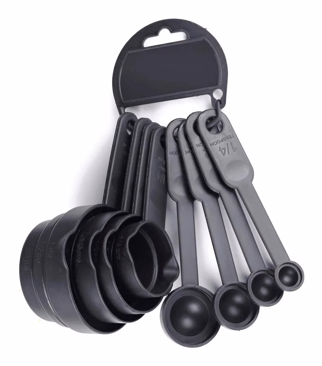 61y7zNgV-sL._SL1182-jpg.avif Shopkwik Plastic Measuring Cups and Spoons Set (8 Pc) - Black - Image 1