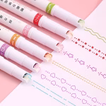 Shopkwik Designer Highlighter Pens Set, Line Markers Colors Pen For Adults & Kids Writing Drawing School Supplies, 6 in 1 Drawing Liner Marker Is 6 Different Curve Shapes