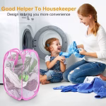 Shopkwik Net Laundry Bag Foldable and Collapsible with Easy to Carry Handle- for Home, Dorms, Hostel, Toy Storage (Multicolor) 30 Liter