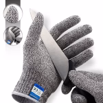 Shopkwik Rubber Karo-988S Anti Cut Resistant Level 5 Protection With Elastic Hand Fitting Safety Gloves (Free Size, Grey, 1 Pair), Pack of 1