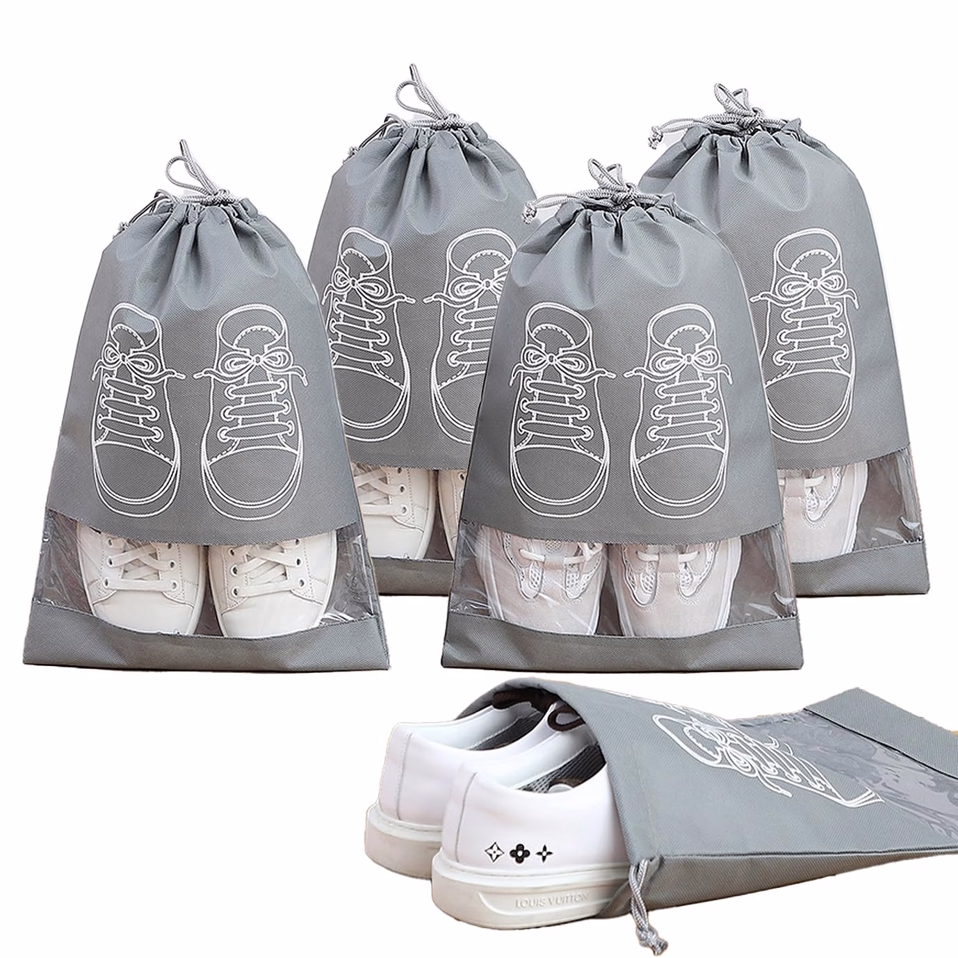 71Nl5L12VL._SL1378_.avif Shopkwik Shoe Bag Pouches Travel Cover for Shoe Storage & Travelling Drawstring Bags Dust Cover Pack of 5 - Image 1