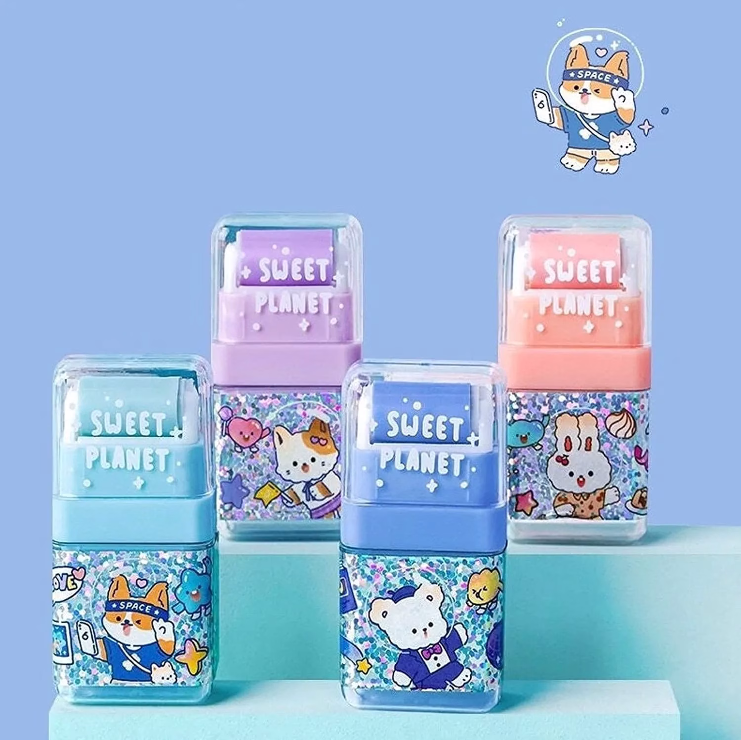 71XCiQbiQeL._SL1500-jpg.avif Shopkwik Mini Cute Pencil Eraser, Cartoon Animal Themed Roller Colorful Rectangle Eraser, Pencil Rubber Erasers for Kids, School, Office Supply, Stationery (Multicolor) - Image 1