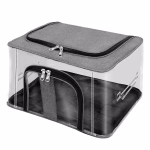 Shopkwik Nylon 33 L PVC Transparent Moisture Proof Storage box for Clothes Under-Bed Closet Wardrobe Organizer Bag for Clothes with Carry Handle (44 x 31 x 24 cm, Grey) (pack of 1)