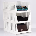 Shopkwik Plastic Foldable & Stackable 3 Layer Foldable Sliding Drawer Organizer and Stackable Closet Organizer for Home Wardrobe & Cupboard for Clothes