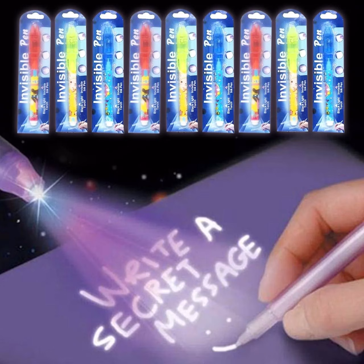 71i7qvdsAoL._SL1280-jpg.avif Shopkwik Invisible Ink Magic Pen (20 Pieces) with UV-Light Birthday Return Gifts for Boys, Girls, Kids All Age Group Bulk Buy Abracadabra Collection - Image 1
