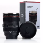 Shopkwik Steel Insulated Plastic Camera Lens Tea Coffee Flask Mug with Leak Proof Lid for Gifting idea| DSLR Camera Lens Shaped Travel Thermos Cup (Black,350 Ml)