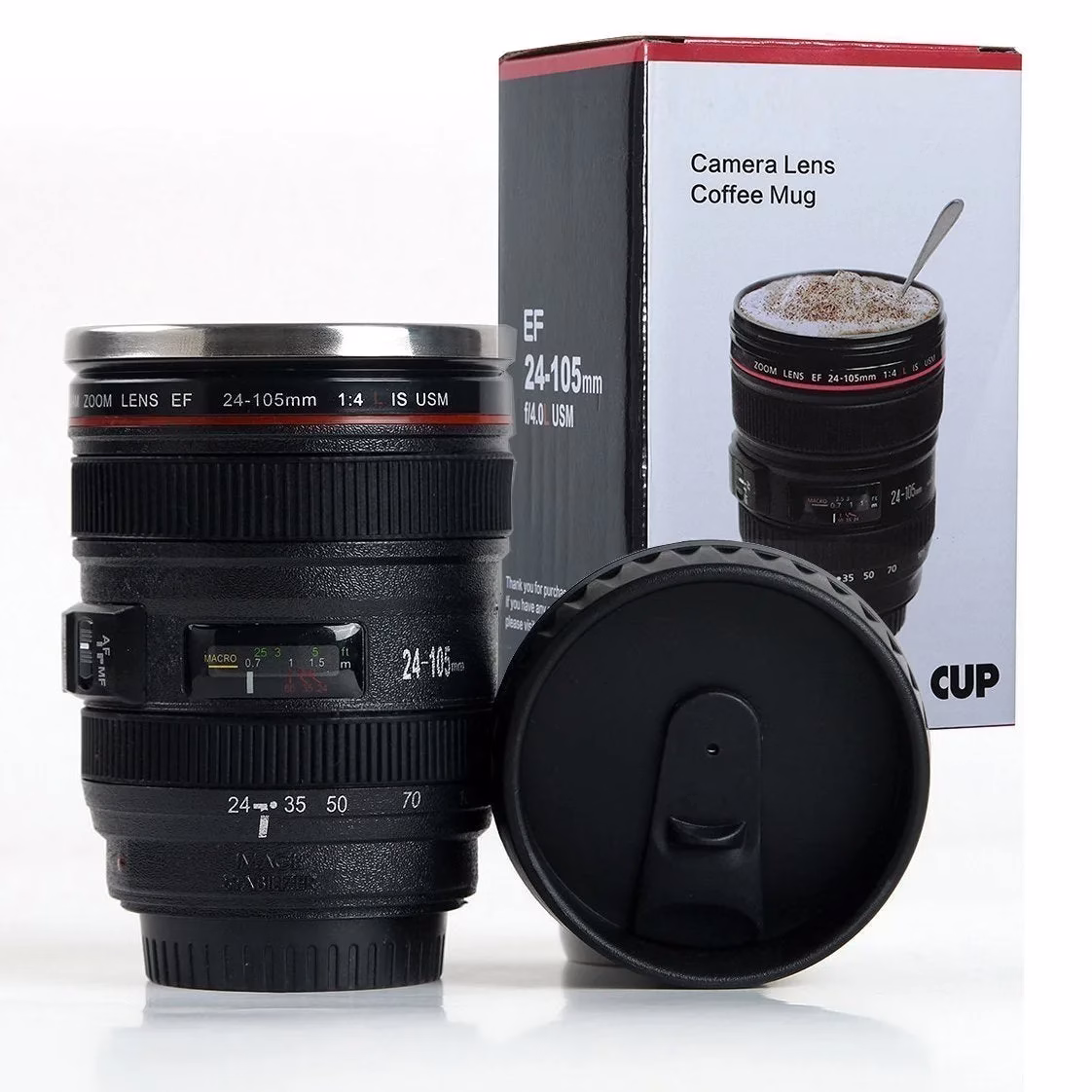 71iQKBTsSvL._SL1122-jpg.avif Shopkwik Steel Insulated Plastic Camera Lens Tea Coffee Flask Mug with Leak Proof Lid for Gifting idea| DSLR Camera Lens Shaped Travel Thermos Cup (Black,350 Ml) - Image 1
