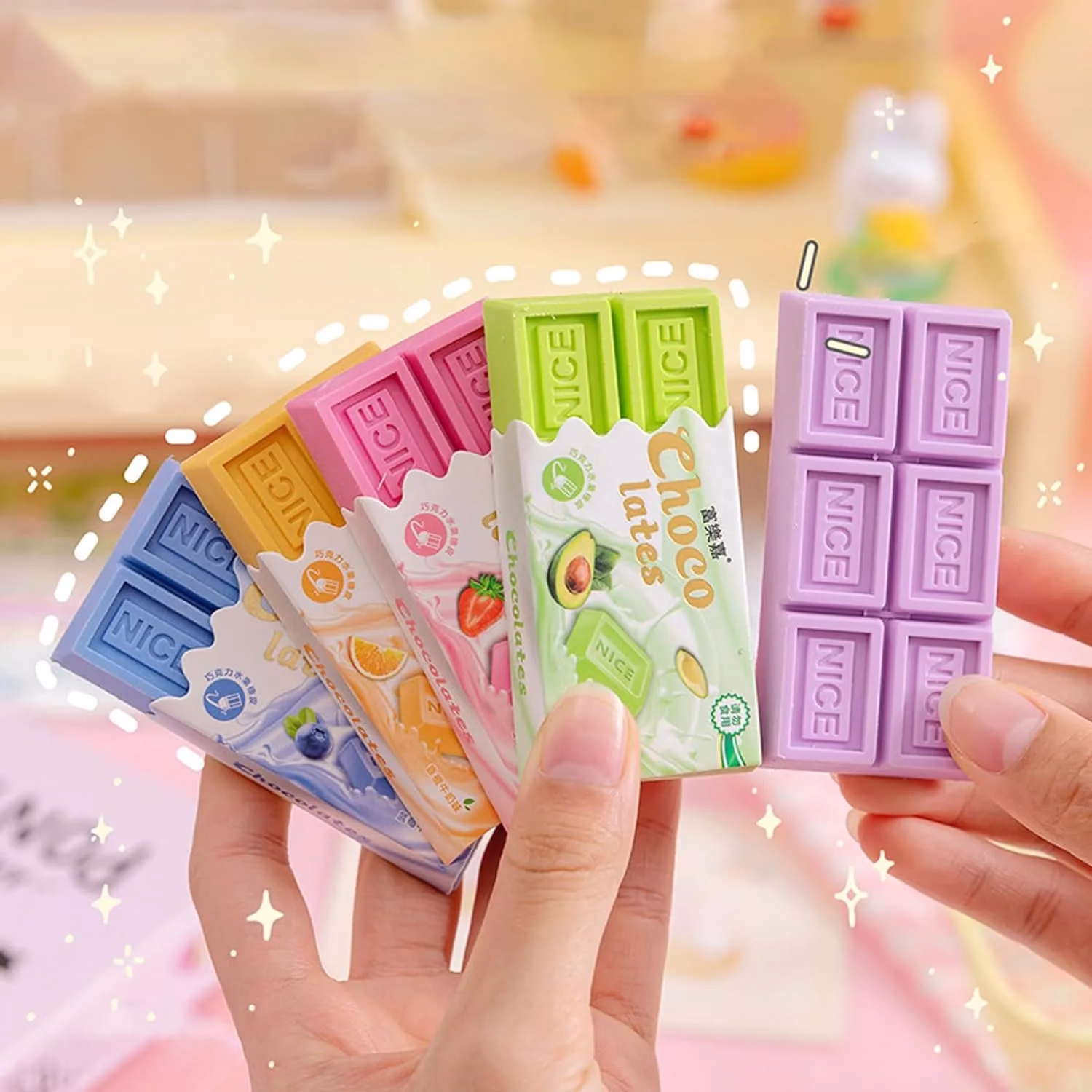 71jp_ufwifL._AC_SL1500-jpg.avif Shopkwik Chocolate Eraser Food Erasers for Gift School Supplies 6 Pcs - Image 1