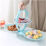 Shopkwik Multi-Use Foldable 3 Layer Fruit Plate, Candy Dish Fruit/Vegetable Tray Stand for Dining Table & Kitchen Counter
