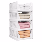 Shopkwik Plastic 4 Layer Adjustable Sliding Drawer, Foldable Closet Storage Drawer for Home & Office - White (Sliding Drawer)