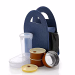 Shopkwik New Stainless Steel 4 Container and 1 Set with Plastic Glass Lunch Box Set with Carry Bag for Office, College and School for Men, Women Kids