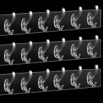 Shopkwik 3 Pcs 6 Rows Multifunctional Transparent Sticky Hook Set Adhesive Sticker Hanger in Kitchen Bathroom Oilproof Home Wall Hanging Waterproof Seamless Invisible Strong Self Adhesive Wall Mounted - 3 Set