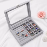 Shopkwik Jewellery Storage Box - Multipurpose Transparent Velvet Cufflink,Display Ring & Earring Organizer-Adjustable 12 Compartment & 8 Rows for Jewelry,Jhumkas,Stud,Travel Friendly Box for Gifts