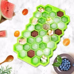 Shopkwik Flexible Silicone Honeycomb 37 Cavity Ice Cube Tray for Freezer Moulds Small Cubes Whiskey Fridge Bar Soft Ice Cube Tray -Pack of 1 Multicolor