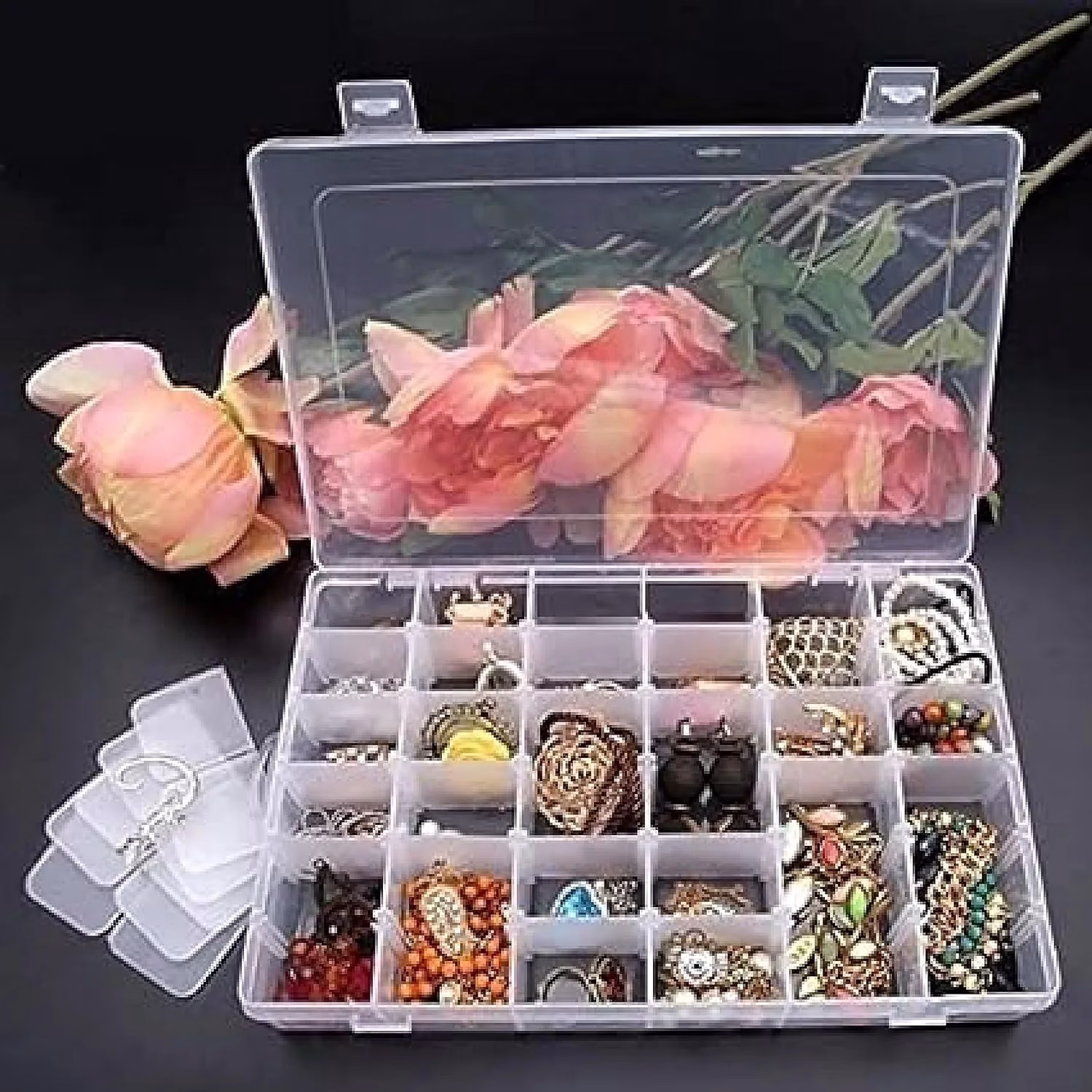 915IAJf0CxL._SL1500-jpg.avif Shopkwik Plastic Storage Box with 36 Grid Cells Multipurpose, Transparent With Removable Dividers Jewelry Box Organizer Storage Container - Image 1