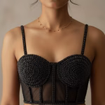 Black Premium Pearl Blouse – Designer Hand Work Wear