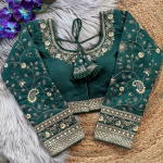 Bottle Green Long Sleeves Bridal Blouse – Heavy Embroidery