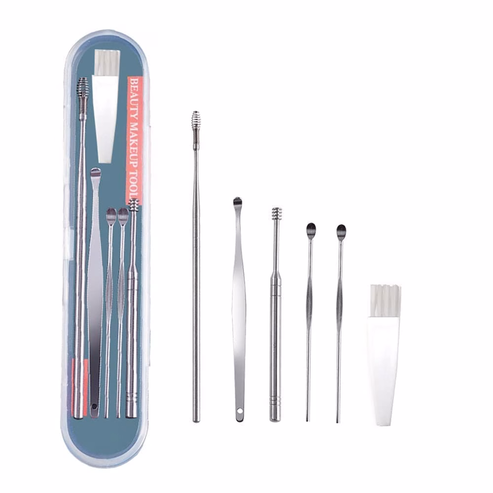 EAR-WAX-CLEANER-REUSABLE.avif 6-in-1 Reusable Ear Wax Cleaner Kit with Case – Steel Tools - Image 1