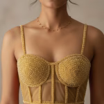 Golden Premium Pearl Blouse – Designer Hand Work Wear
