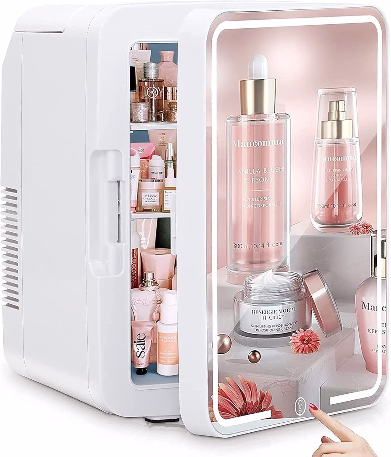 MINI-FRIDGE.avif Mini Fridge with Mirror | 4 Litre Portable Beauty Cooler - Image 1
