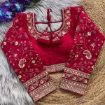 Maroon 22 Inch Long Sleeves Bridal Blouse – Heavy Embroidery