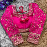 Pink 22 Inch Long Sleeves Bridal Blouse – Heavy Embroidery