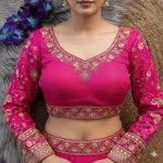 Pink 22 Inch Long Sleeves Bridal Blouse – Heavy Embroidery - Image 3