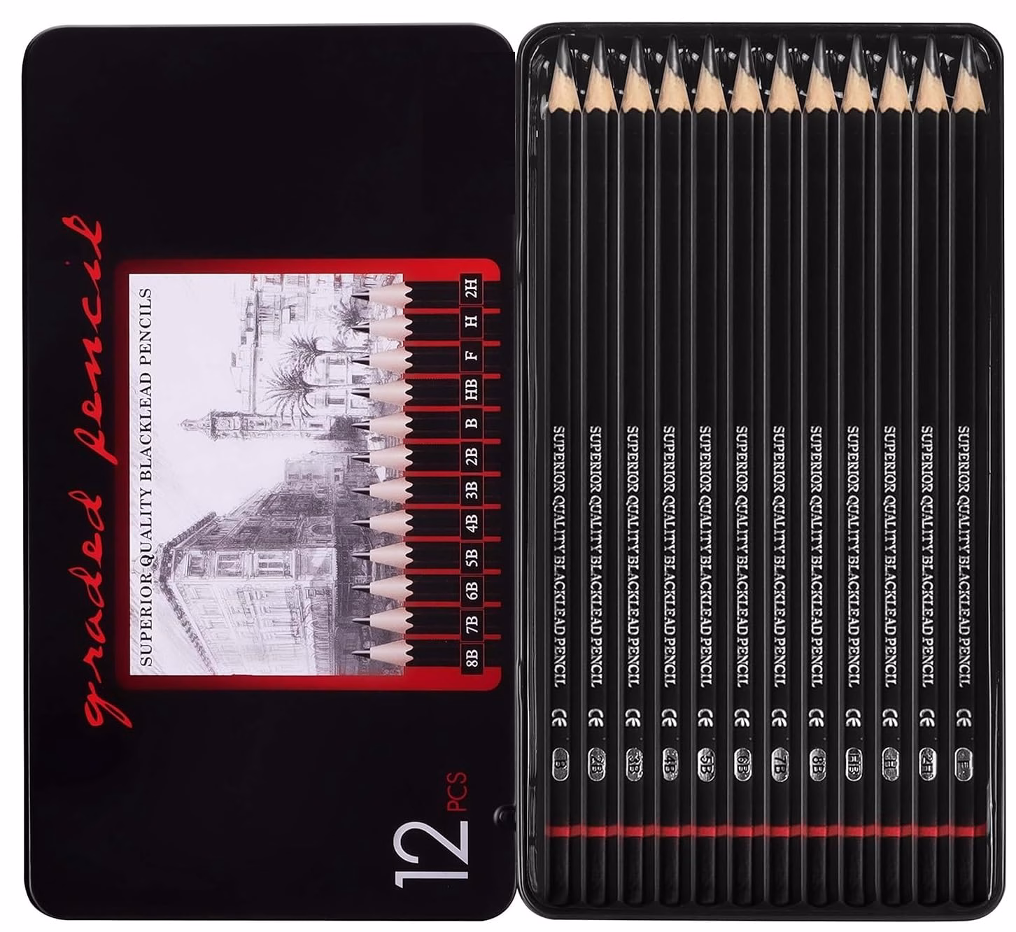 Sketch-Pencils.avif 12Pcs Sketch Pencils for Drawing & Shading – Graphite Art Set - Image 1