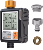 Shopkwik Drip Irrigation System Water Timer Digital Controller Fully Automatic Adapters Batteries Included Child Lock Feature Programmable Garden Lawn Hose Faucet System Auto & Manual Mode 3Inch Large Screen