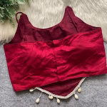 Navratri Blouse, Spaghetti Style with Real Shell&Lace Maroon - Image 2