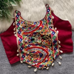 Navratri Blouse, Spaghetti Style with Real Shell&Lace Maroon