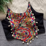 Navratri Blouse, Spaghetti Style with Real Shell&Lace Black