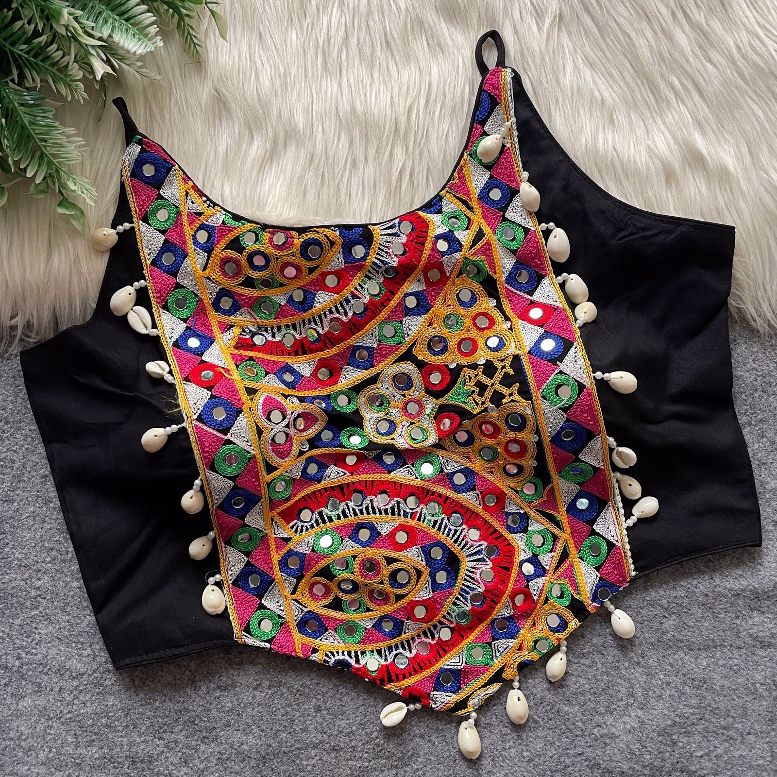 WhatsApp-Image-2025-08-14-at-10.01.59-AM.avif Navratri Blouse, Spaghetti Style with Real Shell&Lace Black - Image 1
