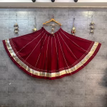 Maroon Navratri Skirt – Rayon Cotton with Heavy Border