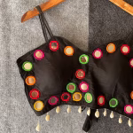 Beautiful Navratri Blouse – Spaghetti Style with Mirror Black - Image 3
