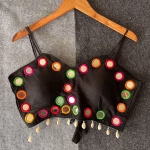 Beautiful Navratri Blouse – Spaghetti Style with Mirror Black - Image 2