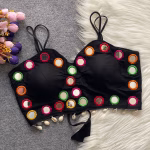 Beautiful Navratri Blouse – Spaghetti Style with Mirror Black