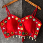 Beautiful Navratri Blouse – Spaghetti Style with Mirror Red