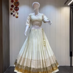 White Rayon Cotton Chaniya Choli with Readymade Blouse