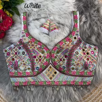 Traditional Multi Mirror Work Blouse – White Size 40
