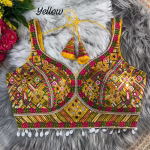 Traditional Multi Mirror Work Blouse – Yellow Size 40