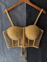 Golden Premium Pearl Blouse – Designer Hand Work Wear - Image 3